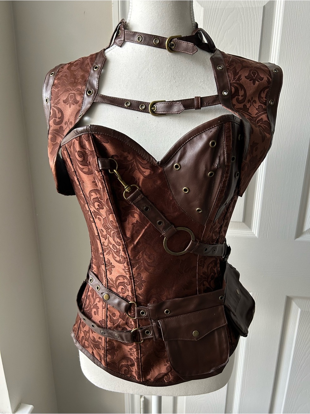 Steampunk Jacquard Corset Top & Bolero Shrug Set | Renaissance Costume | Size: M